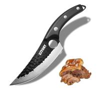 Kitory Cuchillo Deshuesador Vikingo 15cm, Forjado a Mano en Acero Inoxidable Alto Carbono, Mango Pakkawood, Cuchillo Profesional para Cocina, Camping y BBQ - Negro