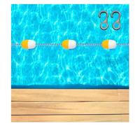 Kits de Cuerdas separadoras flotadores Seguridad para Piscinas, Zonas Profundas y Poco Profundas, separadores carriles natación Profesionales en Amarillo Blanco con 2 Ganchos