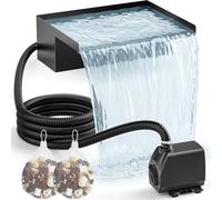 Kits para cascada de 30 cm: Set que incluye un desagüe para cascada de acero inoxidable 304, una bomba de 2500 L/h, una manguera resistente a las heladas de 3 metros y un cable de 5 metros