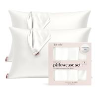 Kitsch Funda de Almohada 100% satén con Cremallera, Funda de Almohada más Suave Que la Seda para Cabello y Piel, Funda de Almohada refrescante, Funda de Almohada de satén (estándar/Queen (Paquete de