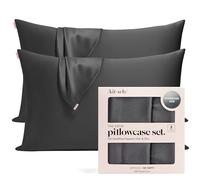 Kitsch Funda de Almohada 100% satén con Cremallera, Funda de Almohada más Suave Que la Seda para Cabello y Piel, Funda de Almohada refrescante, Funda de Almohada de satén (estándar/Queen (Paquete de