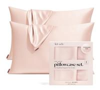 Kitsch Funda de Almohada de satén con Cremallera, más Suave Que la Seda, tamaño Queen, sin Arrugas, Suave y refrescante, 19 x 26 Pulgadas, Color rubí, 2 Unidades