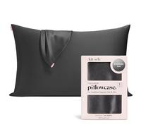 Kitsch Funda de Almohada de Satén con Cremallera para Cabello y Piel, Más Suave Que Seda, Funda Suave, Lavable a Máquina, Sin Arrugas, Funda de Satén Queen/Estándar (19x26) - Carbón