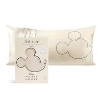 Kitsch Funda de almohada de satén de Mickey Mouse de Disney, cremallera, más suave que la seda, refrescante, cabello y piel, sin arrugas, lavable a máquina, king (48 x 91 cm)