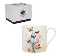 KIUB TAZA PORCELANA MARIPOSAS 425 ML + CAJA REGALO PORTFOLIO 13x10x10 Cms.