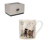 KIUB TAZA PORCELANA PAREJA DE GATOS 280 ML + CAJA DE REGALO BUG ART 12x9x8 Cms.