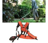 Kivivaka Arnés completo de correa de hombro para recortadoras, sierras de cepillo, malezas, correa doble ergonómica ajustable para naranja y negro