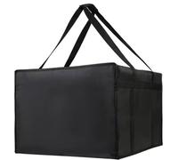 Kivivaka Bolsa grande aislada para entrega de pizza, transporte de alimentos, con bolsillo transparente, pulsera inferior para negro y rojo