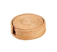Kivivaka Juego de 6 posavasos de ratán hechos a mano, manteles individuales redondos tejidos para vajilla, tazas de té, sartenes calientes, decoración natural de cocina, diámetro de 8 a 20 cm
