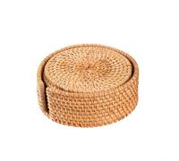 Kivivaka Juego de 6 posavasos de ratán hechos a mano, manteles individuales redondos tejidos para vajilla, tazas de té, sartenes calientes, decoración natural de cocina, diámetro de 8 a 20 cm