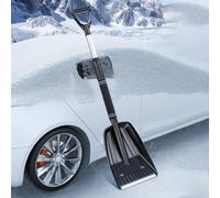 Kivivaka Pala de nieve retráctil 2 en 1 para coche, rascador de hielo y escoba de ángulo ajustable, removedor de nieve portátil de 28 a 34 pulgadas