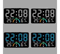 Kivivaka Reloj digital LED con pantalla grande, monitor de temperatura y humedad, función de fecha y alarma, indicador de nivel de comodidad, montaje en pared o soporte de escritorio, oficina en casa