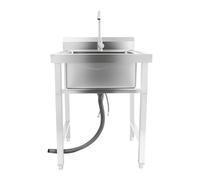 KiwiHood Fregadero individual de acero inoxidable, 93 x 60 x 60 cm, con patas ajustables y grifo giratorio de 360°, para cocina, bar, restaurante y uso comercial
