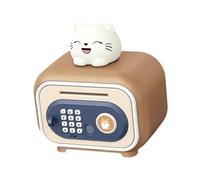 KIXZSAZ Alcancía electrónica para niños con Para sistema de bloqueo de llave, gran capacidad, caja de ahorro de dinero segura para el hogar, alcancía, gato marrón, 19.7 x 14 x 23 cm