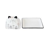 KIXZSAZ Mantequera de porcelana con una simpática tapa con forma de gato. Ideal para guardar mantequilla fresca y untable en la encimera. Recipiente de