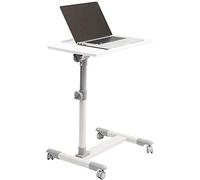KJAKSXNSE Ajustable móvil Laptop Stand Escritorio con Ruedas de la Compra, Ascensor portátil Noche Estudio Bandeja, inclinar el Panel Ministerio del Interior 4 Colores, 58-88cm(White)