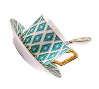 KJHBV 1juego Taza y Platillo de Cerámica Europea con Asa Ergonómica y Base Antideslizante Set para Café y Té Material Seguro y Duradero para Uso Diario y Momentos de Té