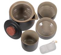 KJHBV Juego de Tetera con Bolsa de Almacenamiento Negro Portátil de Cerámica Retro Fuerte y Resistente Set Práctico de Viaje Color Aleatorio para Alojamiento y Fiestas