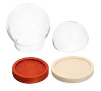 KJHBV Vitrina de Cristal Pequeña Base de Madera, Cúpulas de Vidrio Resistentes y Decorativas para Colgantes y Mesitas de Noche, Pack de 2 Piezas