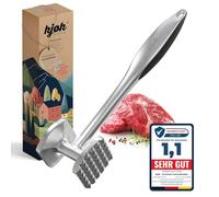 kjøk Mazo ablandador de carne de aleación de zinc en cromo mate - martillo aplanador para filetes y escalopes, apto para lavavajillas, en empaque de regalo - carne tierna y cocción uniforme