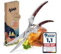kjøk Premium Tijera para Aves de Corral de acero inoxidable y Madera - Tijera de trinchar profesional, ya sea para pollo o pato - Tijera de cocina multiuso para cortar aves de corral con facilidad