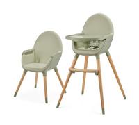 kk Kinderkraft FINI 2 Trona bebé 2 en 1, Silla Infantil, Trona portatil, Patas de Madera, Bandeja Ajustable, Fácil de limpiar, para niños, Verde