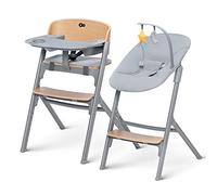 kk KinderKraft Trona para bebés LIVY + Hamaca Bebé CALMEE, Silla para toda familia, hasta 110 kg, Ajustable, Madera