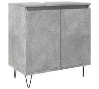 KKgypkn Armario de baño gris hormigón 58 x 33 x 60 cm de madera con 2 puertas y un compartimento grande, patas de hierro estables para estilo industrial