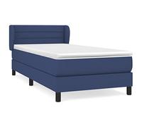 KKgypkn Cama con somier con colchón azul, 90 x 190 cm, cabecero de altura ajustable, colchón de muelles ensacados para un apoyo de dureza media, transpirable y duradero, más reparador