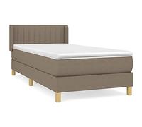 KKgypkn Cama con somier con colchón, tela topo, 90 x 190 cm, cabecero de altura ajustable, colchón de muelles ensacados para un apoyo de dureza media, material transpirable, más reparador