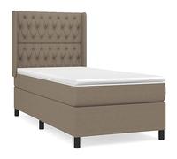 KKgypkn Cama con somier con colchón, tela topo, 90 x 190 cm, cabecero regulable en altura, colchón de muelles ensacados para un apoyo de dureza media, transpirable y duradero, más reparador