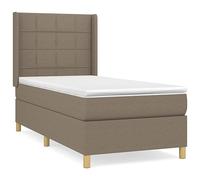 KKgypkn Cama con somier con colchón, tela topo, 90 x 190 cm, cabecero regulable en altura, colchón de muelles ensacados para un apoyo de dureza media, transpirable y duradero, más reparador