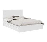 KKgypkn Cama de almacenamiento con cabecero blanco de 160 x 200 cm, material de madera, 2 cajones grandes integrados y somier de láminas estable para una comodidad óptima y organización del sueño.
