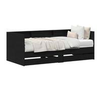 KKgypkn Cama de día con aspecto de roble negro, 75 x 190 cm, material de madera con cajones, diseño rústico para salas de estar modernas, mueble multifuncional como sofá y cama, estable
