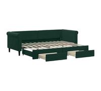 KKgypkn Cama de día extensible con cajones de terciopelo verde oscuro, 80 x 200 cm, 2 en 1 como práctica cama de invitados con dos cajones grandes y funda de terciopelo suave, resistente