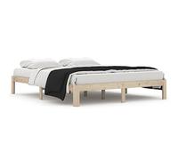 KKgypkn Cama de madera maciza de pino de 160 x 200 cm con somier macizo. Estructura robusta y estable de madera de pino para dormitorios modernos. Material natural con vetas rústicas