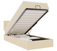 KKgypkn Cama otomana con colchón crema 100 x 200 cm de tela con muelles ensacados y sistema de elevación hidráulica para gran espacio de almacenamiento y comodidad ortopédica