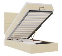 KKgypkn Cama otomana con colchón crema 100x200 cm suspensión de bolsillo de tela y sistema de elevación hidráulica para un gran espacio de almacenamiento y comodidad ortopédica