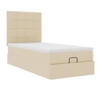 KKgypkn Cama otomana con colchón crema 100x200 cm suspensión de bolsillo de tela y sistema de elevación hidráulica para un gran espacio de almacenamiento y comodidad ortopédica