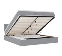 KKgypkn Cama otomana con colchón e iluminación LED en gris claro 180 x 200 cm, tejido de muelles ensacados para comodidad ortopédica y almacenamiento hidráulico, transpirable