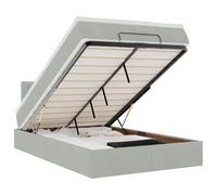 KKgypkn Cama otomana con colchón e iluminación LED, gris claro, 120x190 cm, terciopelo, colchón de muelles bolsillos para comodidad ortopédica, espacio de almacenamiento hidráulico, transpirable
