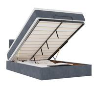 KKgypkn Cama otomana con colchón e iluminación LED gris oscuro 120 x 190 cm, colchón de muelles ensacados para comodidad ortopédica, espacio hidráulico, transpirable