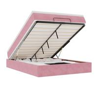 KKgypkn Cama otomana con colchón rosa de 140 x 190 cm, núcleo de muelles ensacados de terciopelo y mecanismo hidráulico para almacenamiento y comodidad ortopédica