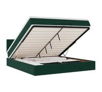 KKgypkn Cama otomana con colchón verde oscuro, 180 x 200 cm, tejido de terciopelo con muelles ensacados y sistema de elevación hidráulica para gran espacio y comodidad ortopédica