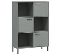 KKgypkn Estable librería Oslo con encanto rústico de madera maciza y patas de metal - estantería rústica con patas metálicas de pino con soporte de pared y seis bolsillos