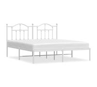 KKgypkn Estructura clásica con cabecero de metal blanco de 183 x 213 cm, estructura de acero resistente con somier de láminas para una estabilidad y transpirabilidad óptimas, ofrece más