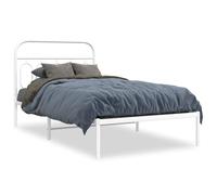 KKgypkn Estructura de cama clásica con cabecero de metal en color blanco 107 x 203 cm, estructura de acero resistente con somier de láminas para una estabilidad y transpirabilidad óptimas, ofrece más