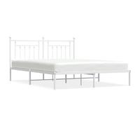 KKgypkn Estructura de cama clásica con cabecero de metal en color blanco 183 x 213 cm, estructura de acero resistente con somier de láminas para una estabilidad y transpirabilidad óptimas, ofrece más