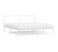 KKgypkn Estructura de cama clásica con cabecero de metal en color blanco 193 x 203 cm, estructura de acero resistente con somier de láminas para una estabilidad y transpirabilidad óptimas, ofrece más
