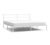 KKgypkn Estructura de cama clásica con cabecero de metal en color blanco 193 x 203 cm, estructura de acero resistente con somier de láminas para una estabilidad y transpirabilidad óptimas, ofrece más